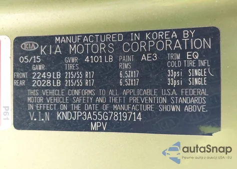 2016 Kia Soul + z USA, uszkodzony, nr VIN KNDJP3A55G7819714